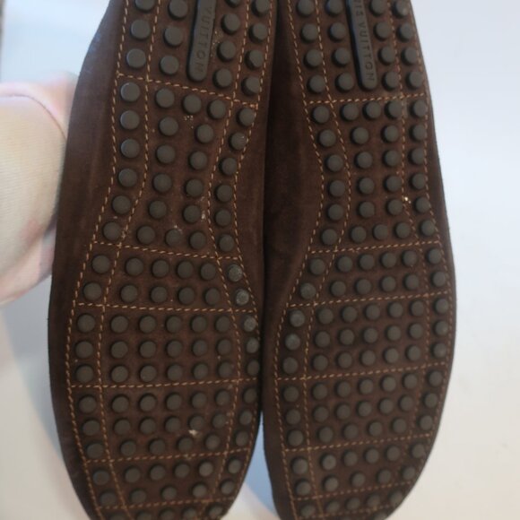 Mens Louis Vuitton Hockenheim Moccasin Brown Suede Loafers 10 1/2